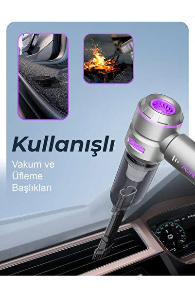 Şarjlı ve Kablosuz Araç İçi Süpürge – Yüksek Emiş Güçlü Çok Fonksiyonlu Temizlik Seti