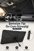 Tilbe Home Araba Ön Cam Güneşliği Şemsiye Tip Katlanabilir Oto Cam Güneşlik Perde Araç Park Gölgelik 140x75CM