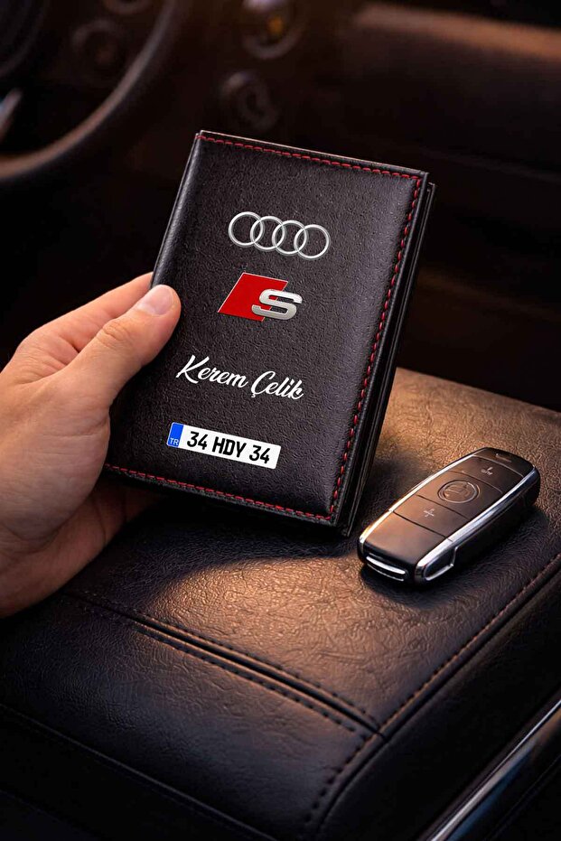 Kişiye Özel Audi S Logolu Termo Deri Ruhsat Kabı - 1