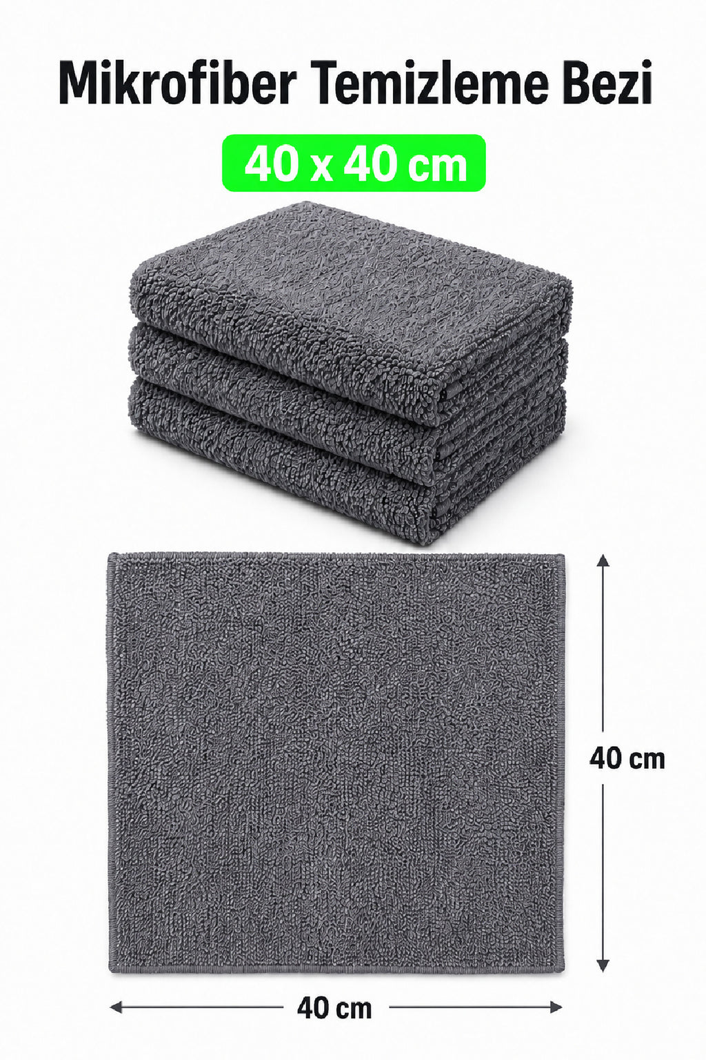AutoFresh 3 Adet Mikrofiber Bez Seti Araç Yıkama Temizlik Bezi 40x40 cm