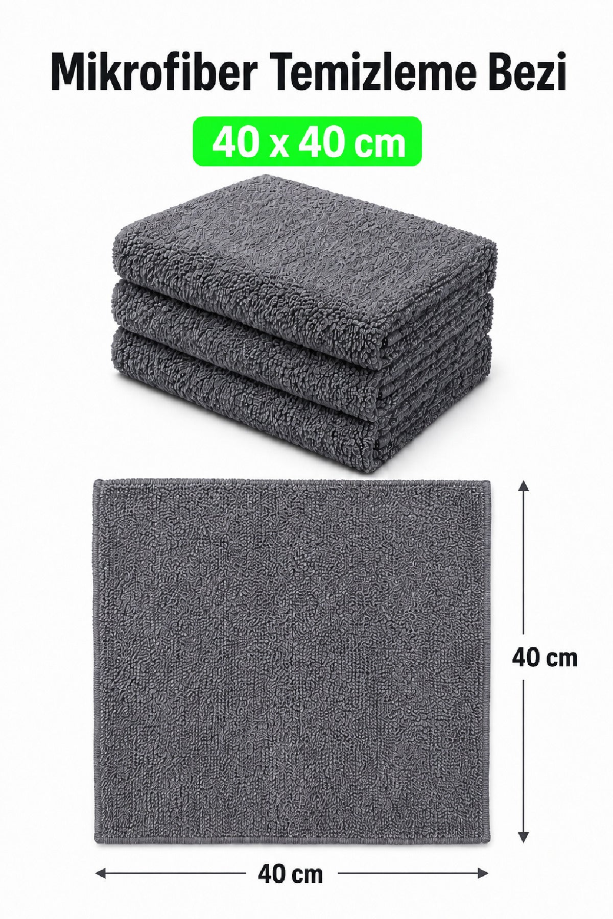AutoFresh 3 Adet Mikrofiber Bez Seti Araç Yıkama Temizlik Bezi 40x40 cm
