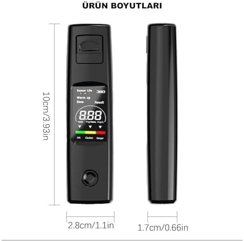 HyMark Taşınabilir Alkol Ölçüm Test Cihazı Trafik Alkol Tester Yüksek Hassasiyet Hızlı Tepki Şarjlı Dahili Pil|B0FR8F59CJ