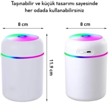 Hava Nemlendirici Ortam Nemlendirici Işıklı Hava Nemlendirici Makinesi ve Aroma Difüzörü H2O(BEYAZ, GRİ, PEMBE Karışık)|B0DP7XJC1L