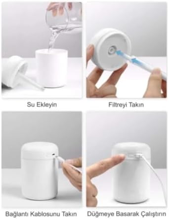 Hava Nemlendirici Ortam Nemlendirici Işıklı Hava Nemlendirici Makinesi ve Aroma Difüzörü H2O(BEYAZ, GRİ, PEMBE Karışık)|B0DP7XJC1L