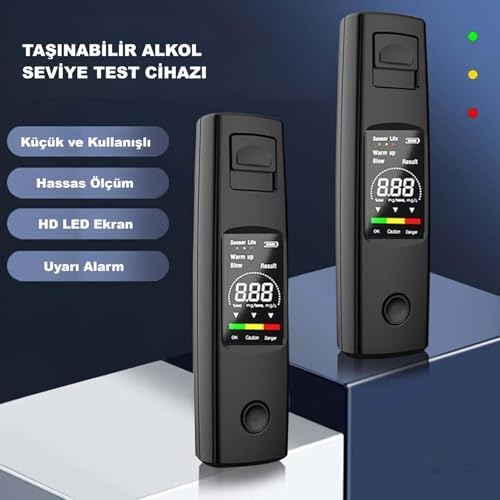 HyMark Taşınabilir Alkol Ölçüm Test Cihazı Trafik Alkol Tester Yüksek Hassasiyet Hızlı Tepki Şarjlı Dahili Pil|B0FR8F59CJ