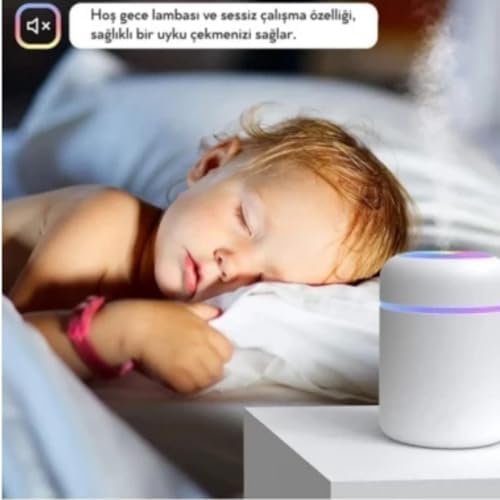 Hava Nemlendirici Ortam Nemlendirici Işıklı Hava Nemlendirici Makinesi ve Aroma Difüzörü H2O(BEYAZ, GRİ, PEMBE Karışık)|B0DP7XJC1L
