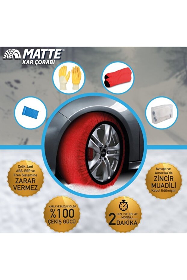 Actıve 205/55/17 Large Size 66 Orijinal Oto Kar Çorabı 2 Lastik Için - 5