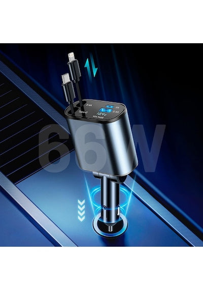 Embatech 66wdahili Kablolutype-C+Lightning Hızlı Çakmaklık Araç Şarj Cihazı