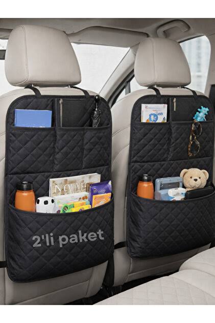 Premium Kapitone Araç Koltuk Arkası Organizer ve Koruyucu (2 Adet)